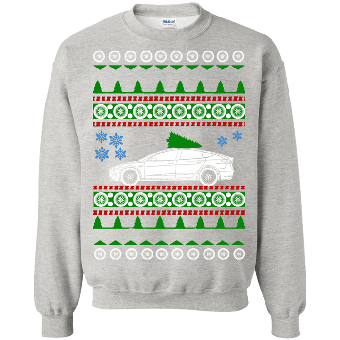 Electric Car Tesla Model 3 ugly christmas sweater sweatshirt