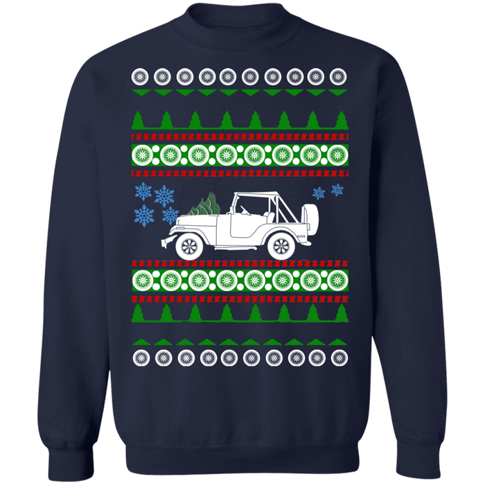 american car offroad truck CJ5 ugly Christmas Sweater