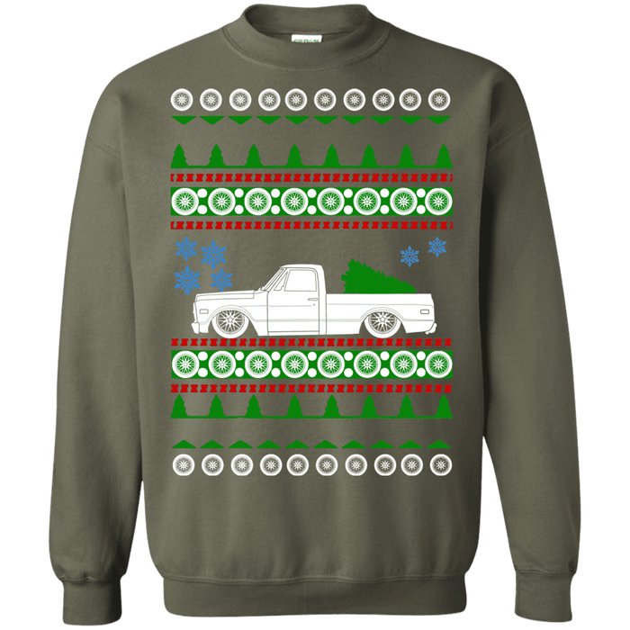 Chevy C10 Fleetside Short Box Ugly Christmas Sweater 1971 sweatshirt