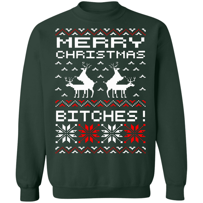 Merry Christmas Bitches Ugly Christmas Holiday Sweater Reindeer Humping sweatshirt