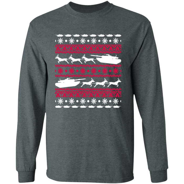 Military Tank Long Sleeve t-shirt ugly christmas sweater