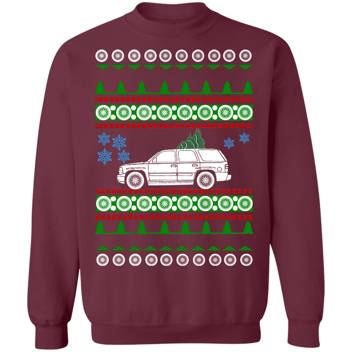 Chevy Tahoe 2nd gen ugly christmas sweater 2000