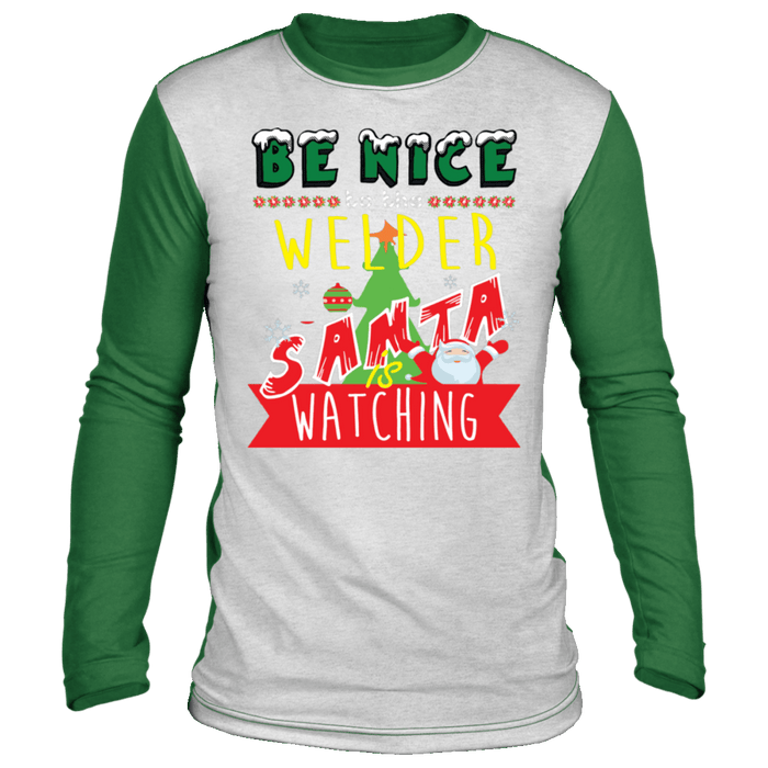 Be Nice to the Welder Santa is Watching Color Block Ugly Christmas sweater sweatshirt