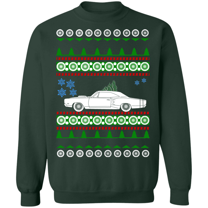 american car or truck like a  SuperBee Ugly Christmas Sweater S105. 1969 super bee