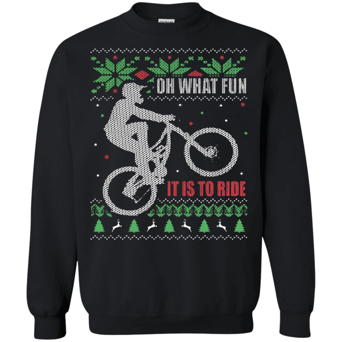 Oh what fun it is to ride! Mountain biking Ugly Christmas Sweater sweatshirt