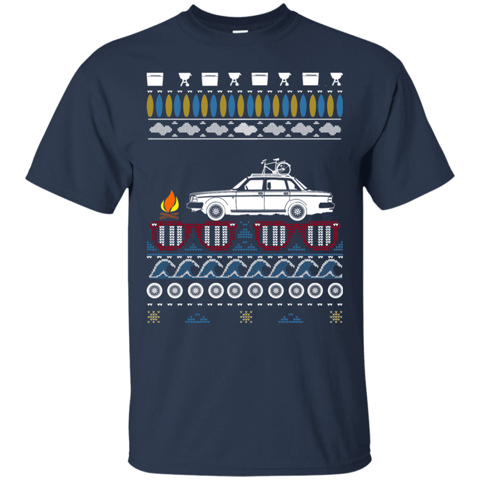 Volvo 240 Ugly Summer "Christmas" shirt with white car