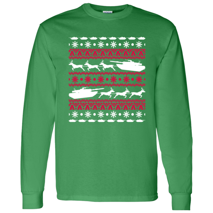 Military Tank Long Sleeve t-shirt ugly christmas sweater