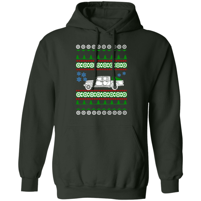 off road american vehicle like a  Gladiator Ugly Christmas Sweater Hoodie