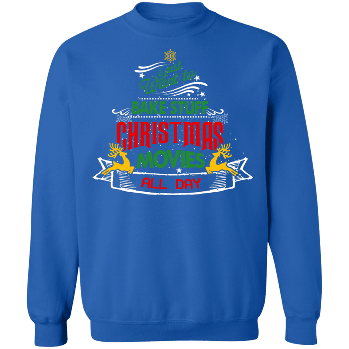 Bake stuff and watch movies ugly sweater christmas sweatshirt