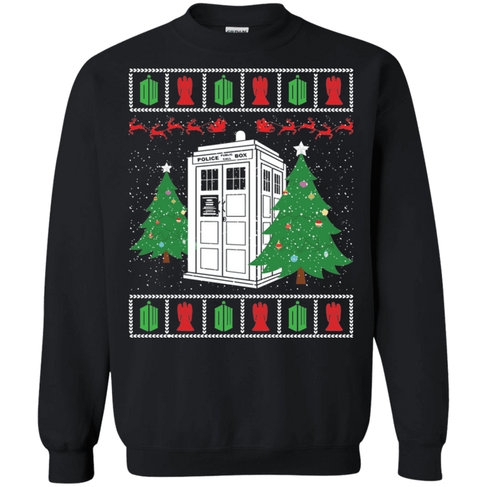 Gift for Fans of Doctor Who Tardis Ugly Christmas Sweater sweatshirt