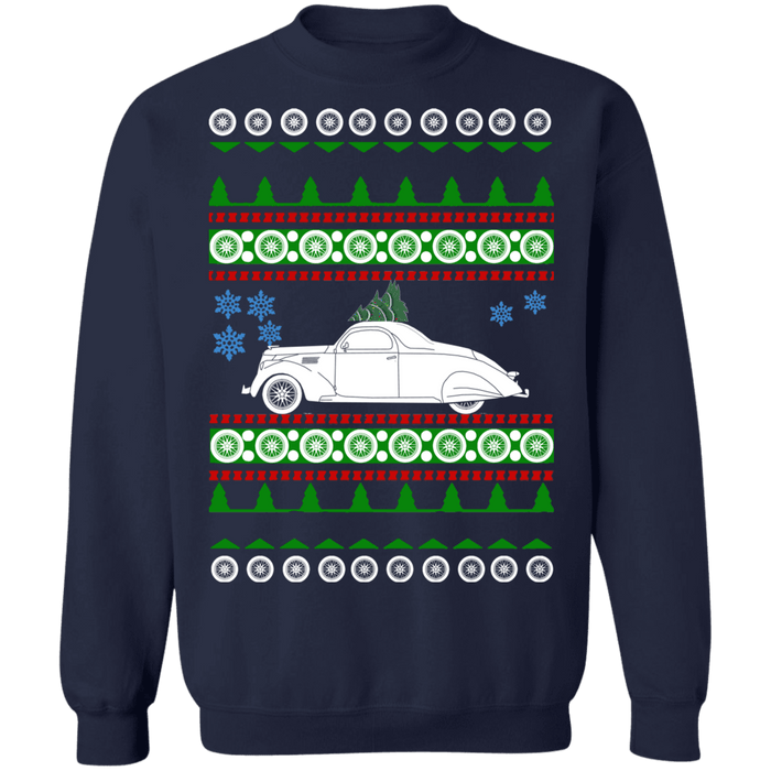 car 1937 Lincoln Zephyr Ugly Christmas Sweater Sweatshirt