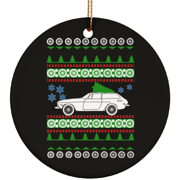 Volvo 1973 P1800 ES Wagon Ugly Christmas Sweater Ornament