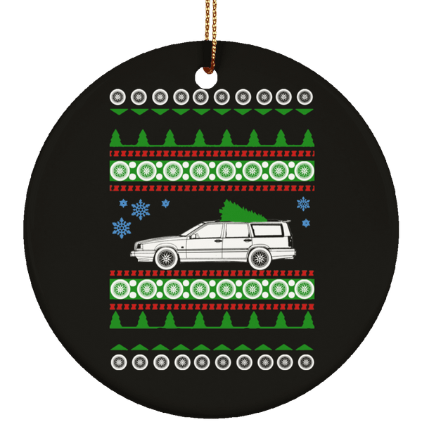 Volvo 1993 940 Wagon Ugly Christmas Sweater Ornament