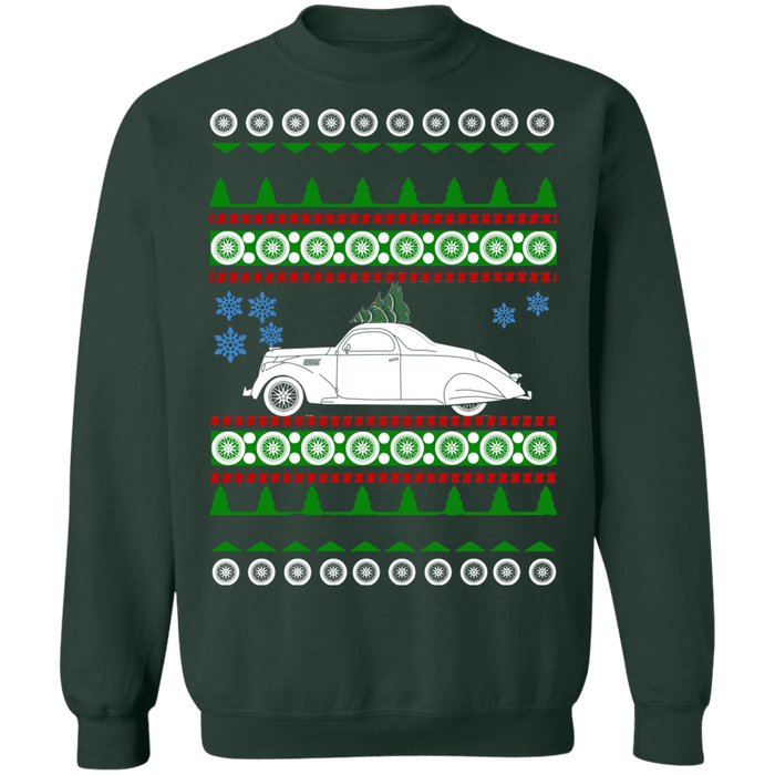 car 1937 Lincoln Zephyr Ugly Christmas Sweater Sweatshirt