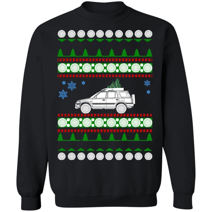 Lifted SUV like CRV with roofrack Ugly Christmas Sweater Sweatshirt sweatshirt