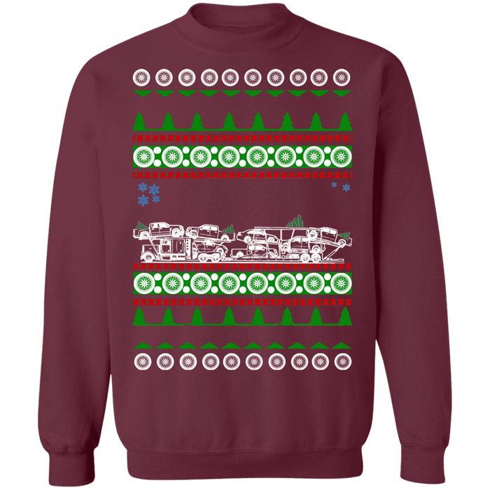 Car Hauler Auto Transport Ugly Christmas Sweater