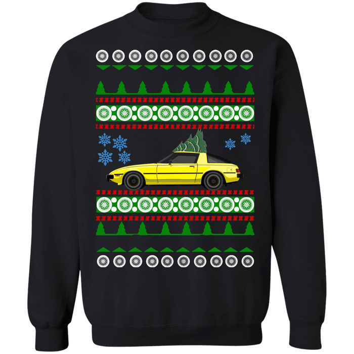 Mazda RX7 gen 1 yellow v3 Ugly christmas sweater