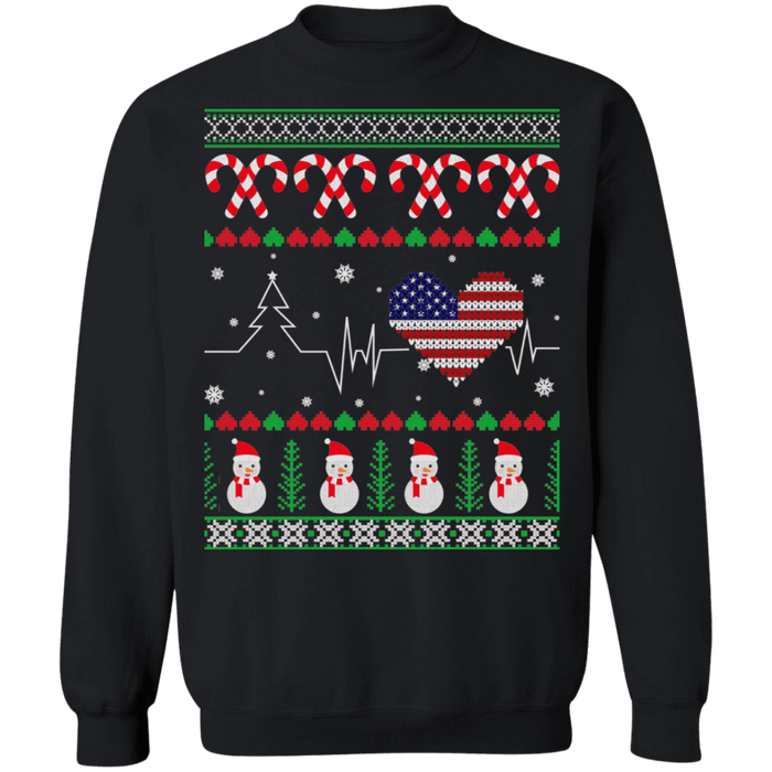 USA American Flag Heartbeat Ugly Christmas Sweater sweatshirt