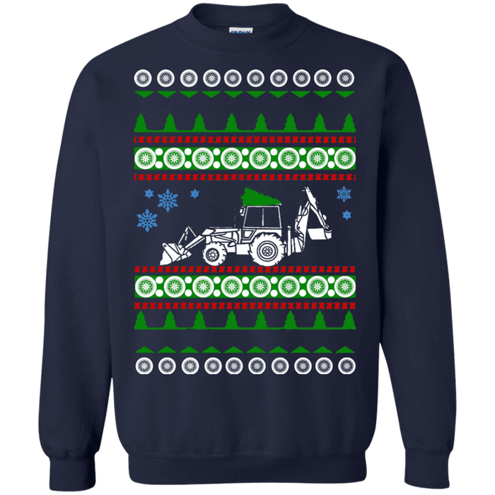 Backhoe ugly christmas sweater heavy equipment construction excavator sweatshirt