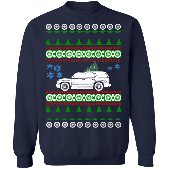 Chevy Tahoe 2nd gen ugly christmas sweater 2000