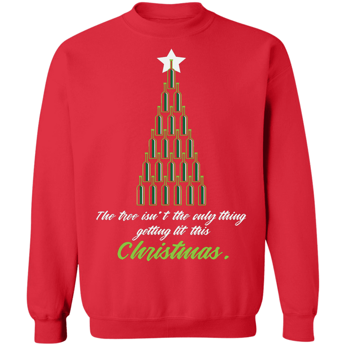 The tree isn't the only thing getting lit funny drinking Ugly Christmas Sweater sweatshirt