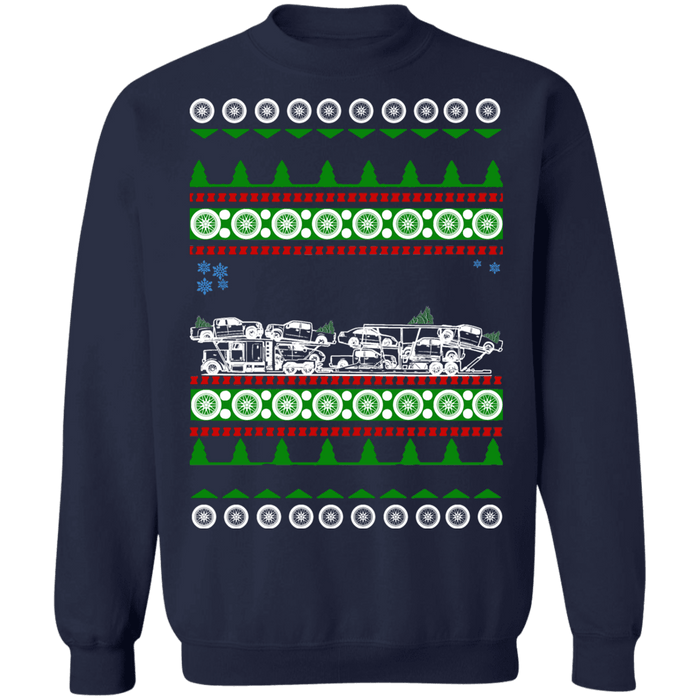 Car Hauler Auto Transport Ugly Christmas Sweater