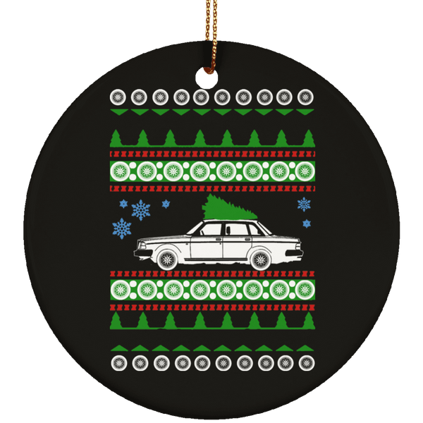 Volvo 240 Sedan ugly Christmas Sweater Ornament
