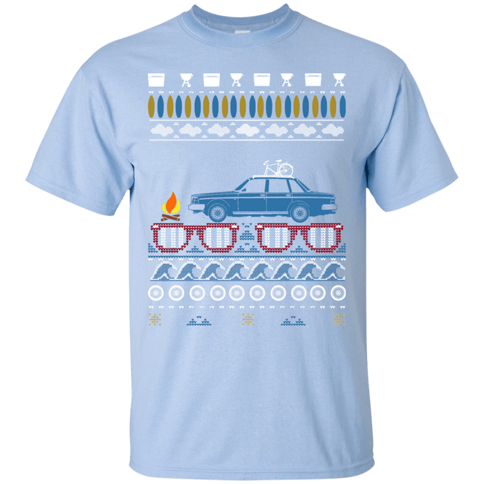 Volvo 240 Ugly Summer "Christmas" shirt with Blue car