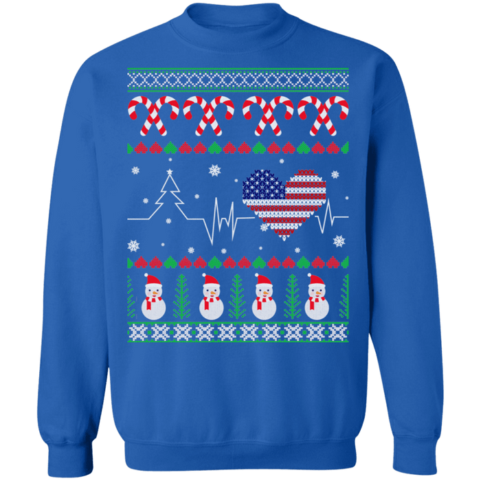 USA American Flag Heartbeat Ugly Christmas Sweater sweatshirt