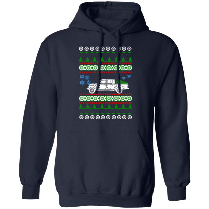 off road american vehicle like a  Gladiator Ugly Christmas Sweater Hoodie