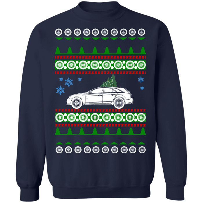 2012 Cadillac CTS-V Wagon large wheels Ugly Christmas Sweater sweatshirt