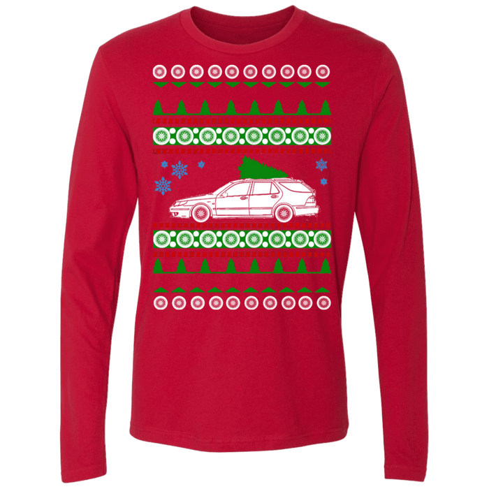 Saab 9-5 Aero Wagon Ugly Christmas "sweater" long sleeve t-shirt