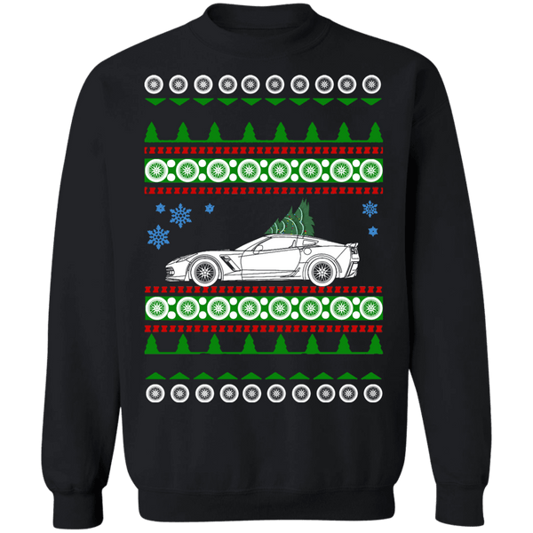 Corvette C7  Ugly Christmas Sweater Green Tree sweatshirt