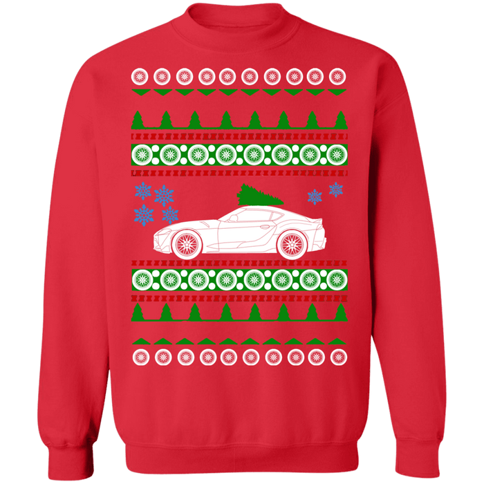 Toyota Supra mk5 ugly christmas sweater red