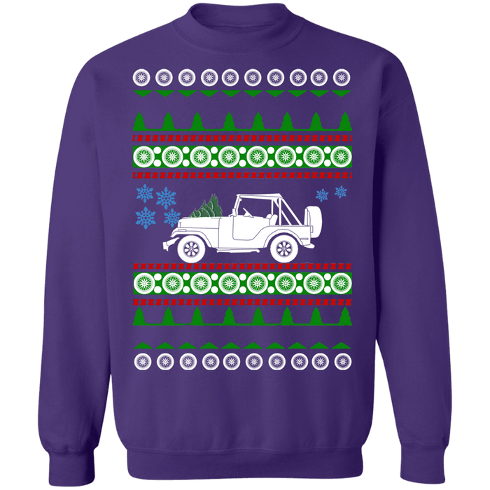 off road american vehicle 1972 CJ5 ugly christmas sweater