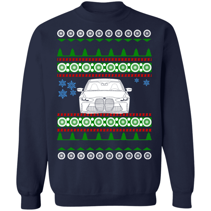 BMW M3 M4 G80 front view ugly christmas sweater sweatshirt