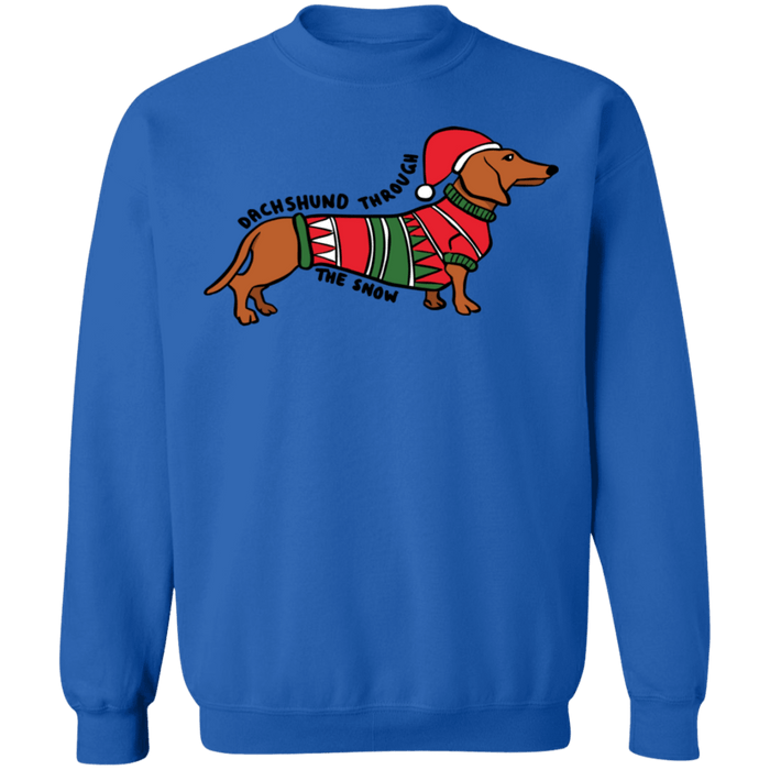 Dachshund Dog Dashing Through the snow ugly christmas sweater sweatshirt