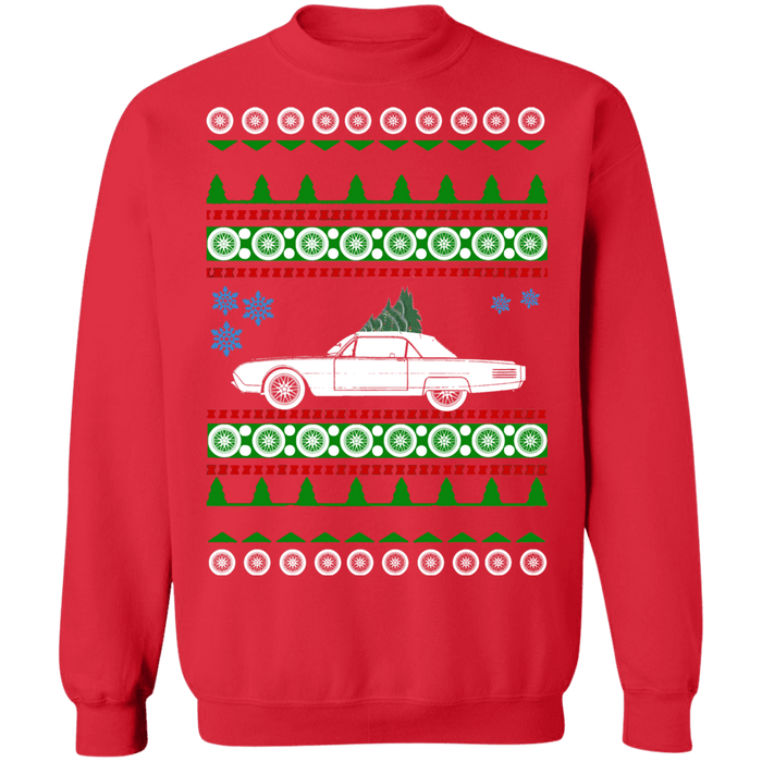 car like a 3rd gen Thunderbird ugly christmas sweater