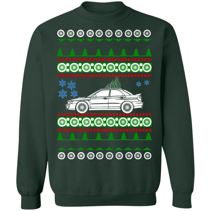 Japanese Car Impreza WRX 2002 Ugly Christmas Sweater