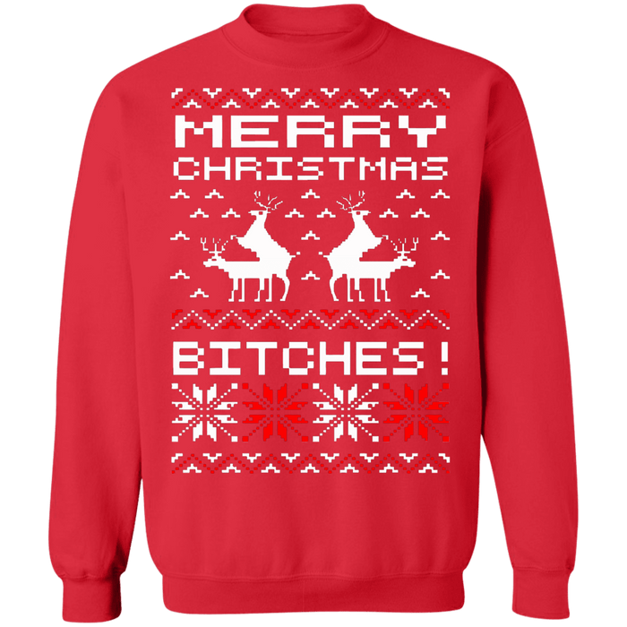 Merry Christmas Bitches Ugly Christmas Holiday Sweater Reindeer Humping sweatshirt