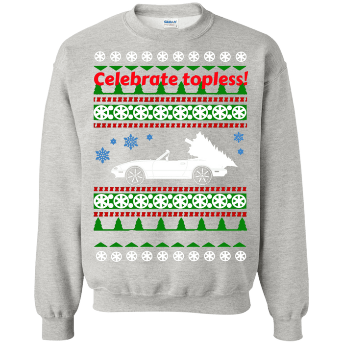 Mazda Miata Celebrate Topless ugly Christmas Sweater sweatshirt