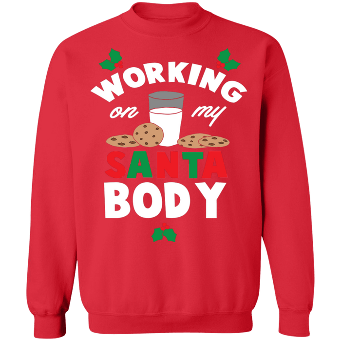 Working on my santa body ugly christmas sweater sweatshirt