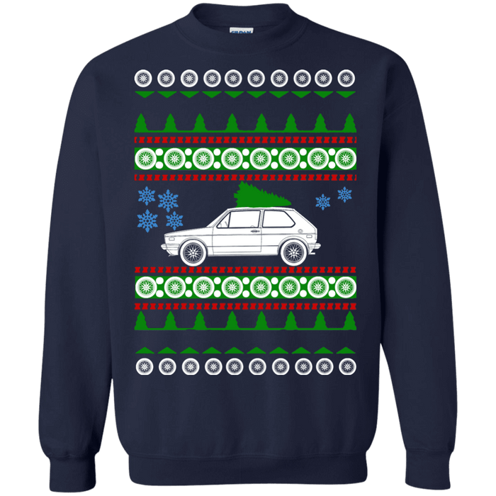 German Car like  Rabbit GTI MK1 Ugly Christmas Sweater green tree sweatshirt