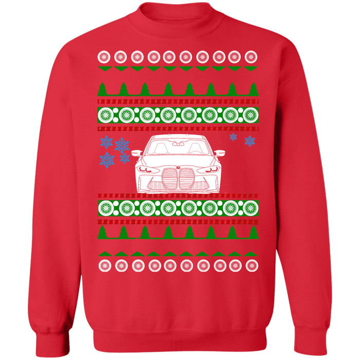 BMW M3 M4 G80 front view ugly christmas sweater sweatshirt