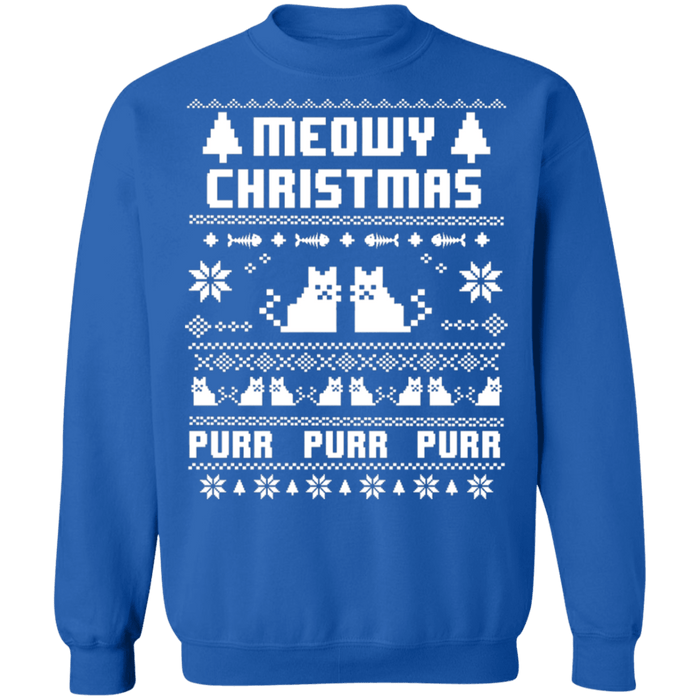 Meowy cat purr purr purr ugly christmas sweater sweatshirt