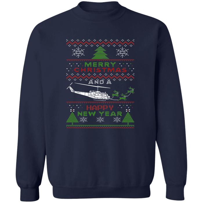 Bell UH-1 Iroquois Helicopter Ugly Christmas Sweater Sweatshirt