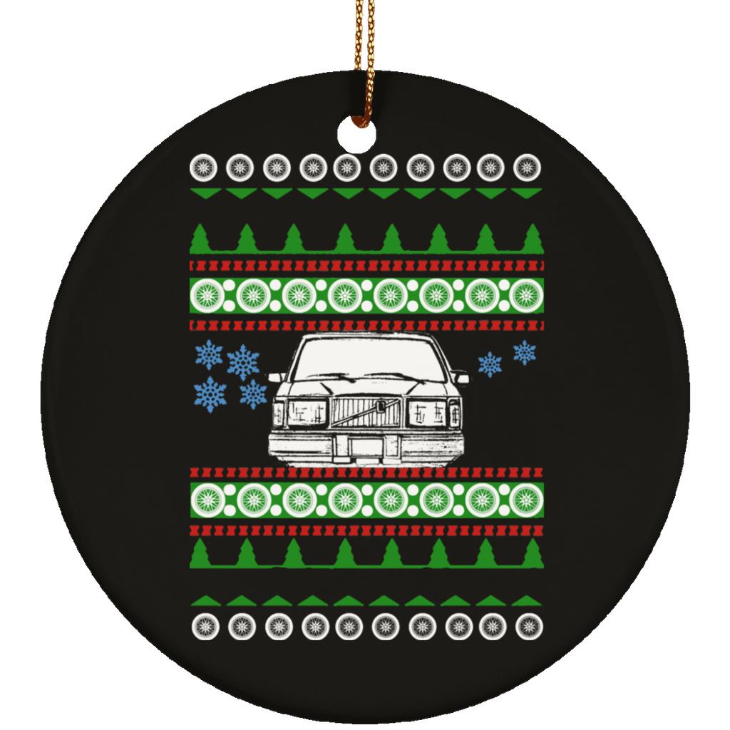 Volvo 240 245 front view Ugly Christmas Sweater Ornament
