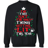 The Tree isn't the only thing getting LIT this year funny drinking ugly christmas sweater sweatshirt