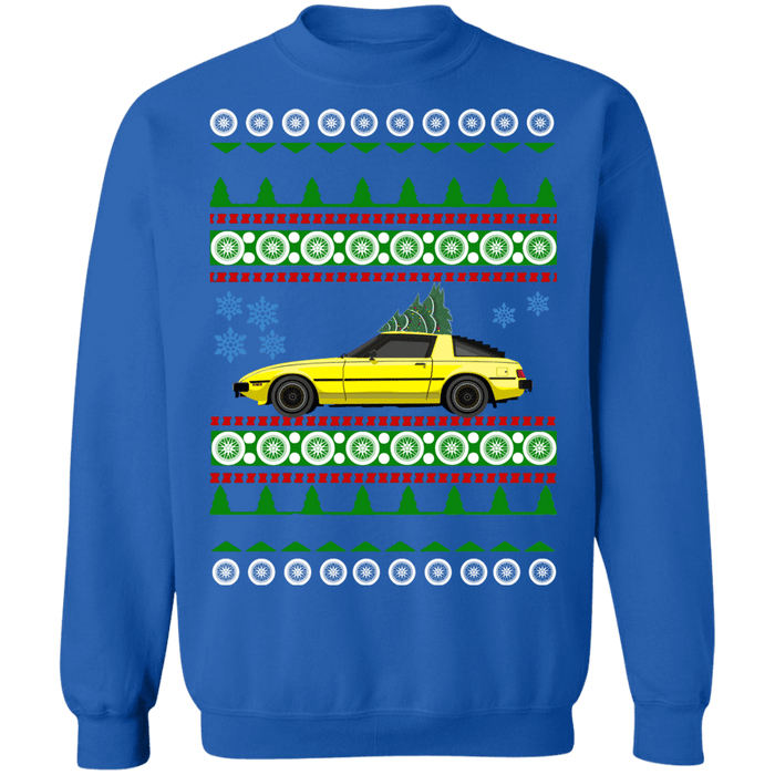 Mazda RX7 gen 1 yellow v3 Ugly christmas sweater