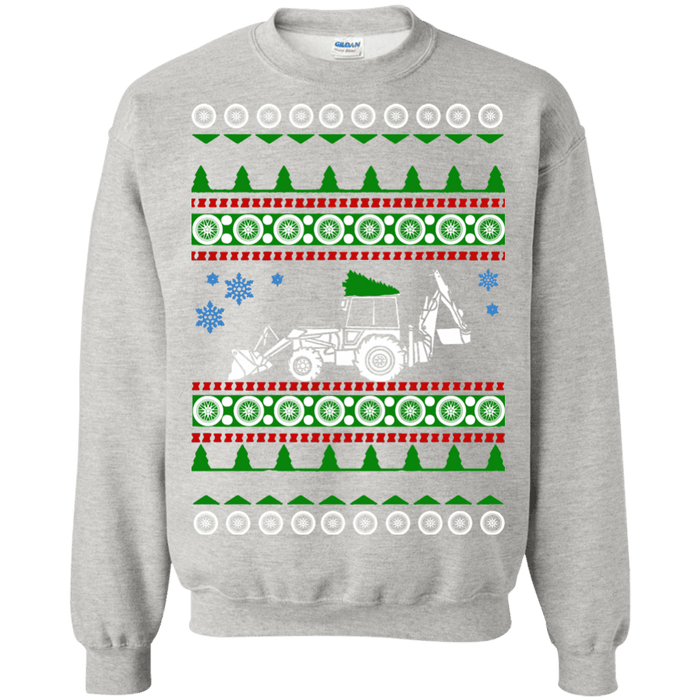 Backhoe ugly christmas sweater heavy equipment construction excavator sweatshirt